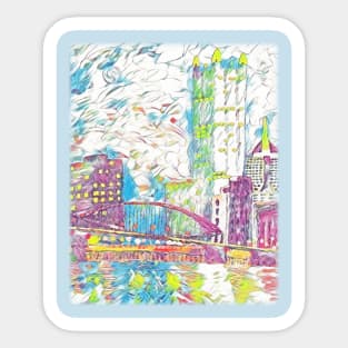 Pittsburgh Skyline / PPG / Smithfield Street Bridge original artwork by Tim Crowley Sticker